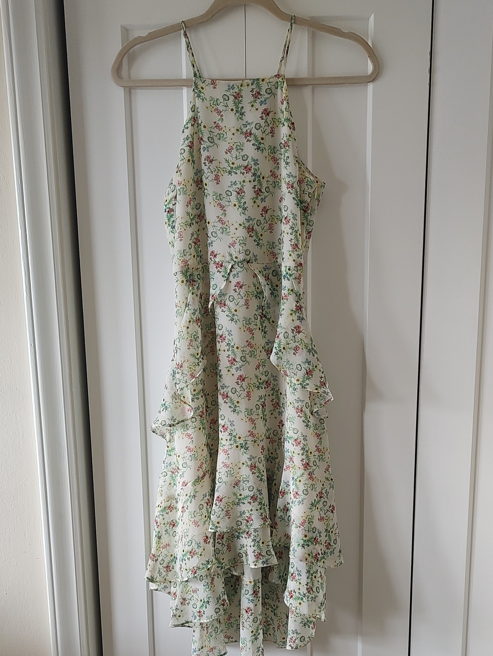 Banana Republic Floral Ruffle Sundress - Cream with Pink & Green Floral